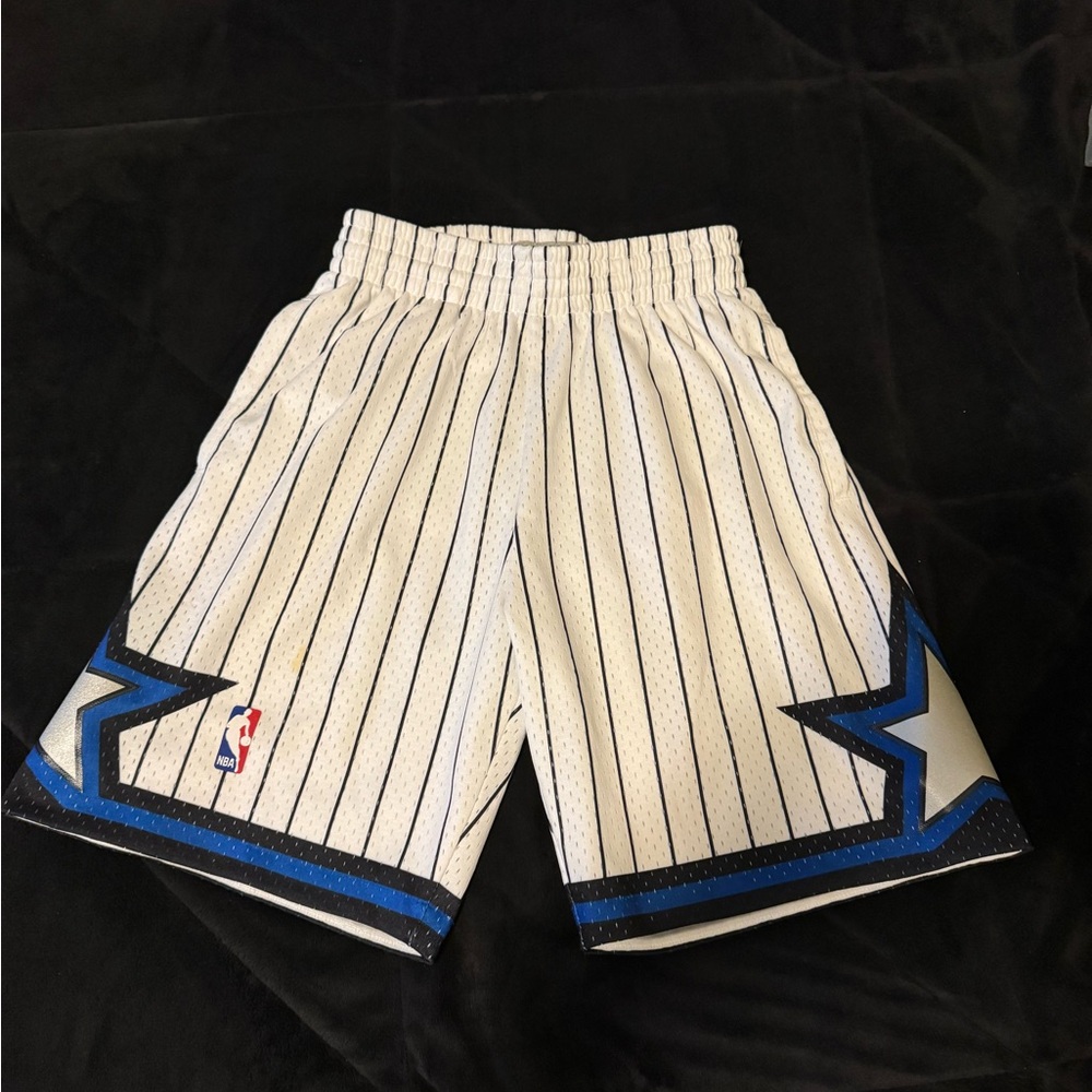 Mitchell & Ness White Shorts with Blue Accents